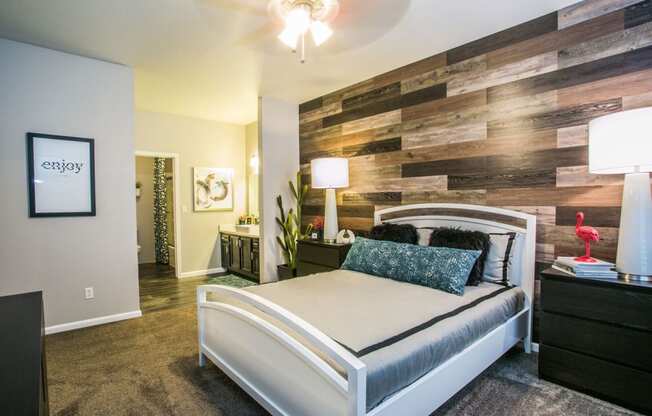 Bedroom with Accent Wall at Villa Serena, Henderson, Nevada