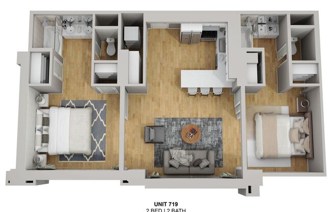 2 beds, 2 baths, 908 sqft, $4,576, Unit 719