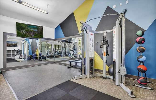 the gym at the flats at big tex apartments  at Sunset Ridge, San Antonio, TX