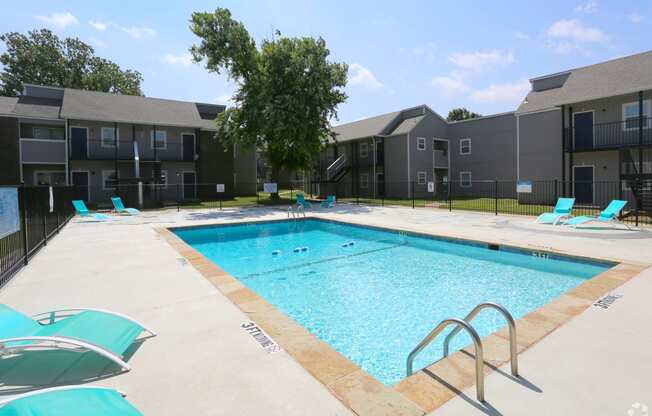 Community swimming pool  at Residences at Lakeshore, Oklahoma, 73132