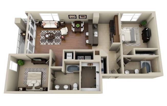 2 beds, 2 baths, 1,287 sqft, $4,999