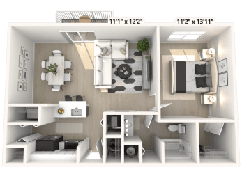 1 bed, 1 bath, 707 sqft, $1,330