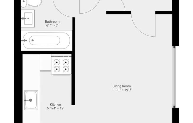 Studio, 1 bath, 437 sqft, $1,395, Unit 102