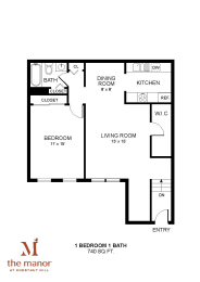 1 bed, 1 bath, 740 sqft, $1,709