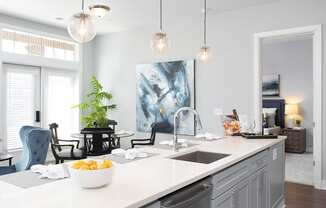 Kitchen island at St Mary's Square North Apartments, Raleigh, 27605