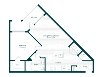 1 bed, 1 bath, 757 sqft, $1,655