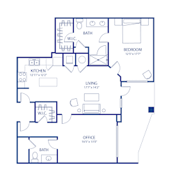 1 bed, 1.5 baths, 1,235 sqft, $2,485