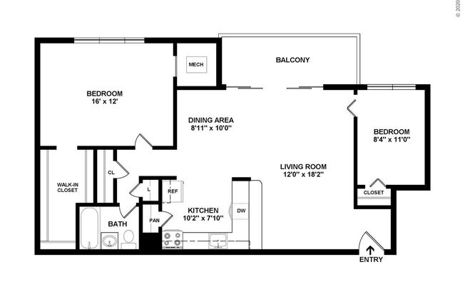 2 beds, 1 bath, 860 sqft, $1,592