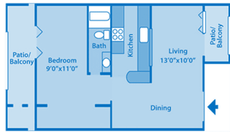 1 bed, 1 bath, 456 sqft, $691