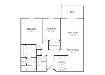 2 beds, 2 baths, 1,003 sqft, $1,700