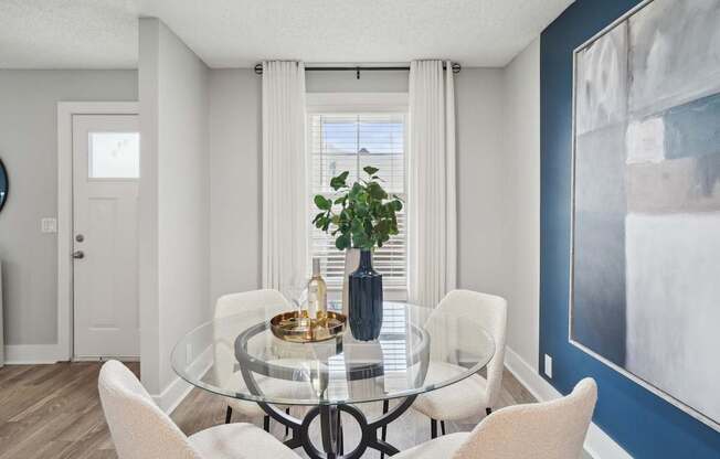 Luxury apartment kitchen with stainless steel appliances and granite countertops