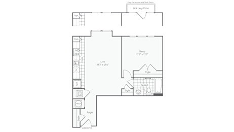 1 bed, 1 bath, 738 sqft, $2,305