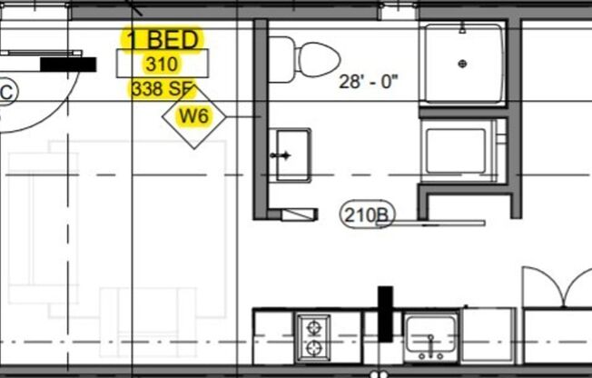 1 bed, 1 bath, 338 sqft, $1,550, Unit 310