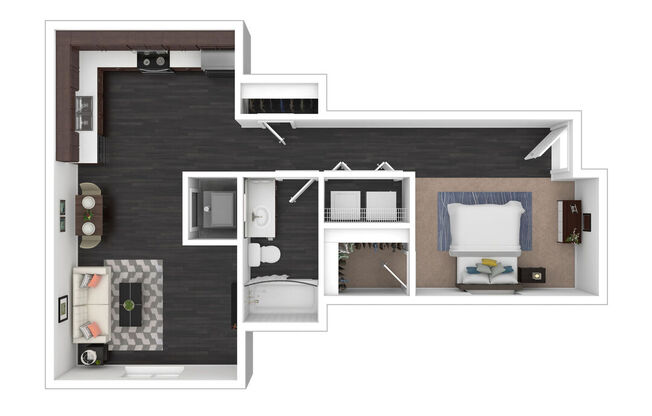 Studio, 1 bath, 651 sqft, $1,374