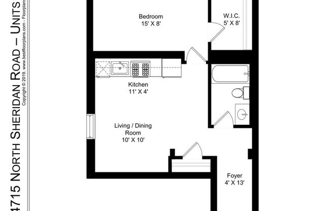 1 bed, 1 bath, 576 sqft, $1,595, Unit 13N