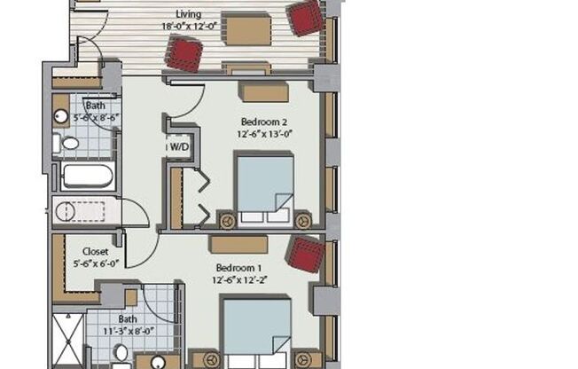 2 beds, 2 baths, 1,174 sqft, $2,500, Unit 301