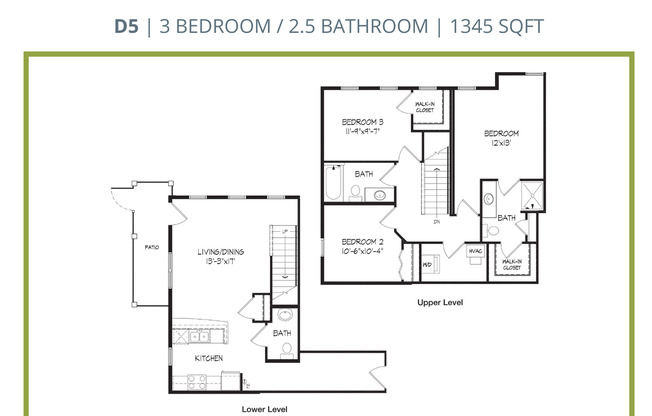 3 beds, 2.5 baths, 1,345 sqft, $1,565, Unit 614-114