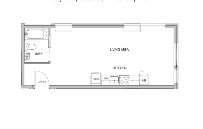 Studio, 1 bath, 412 sqft, $1,865