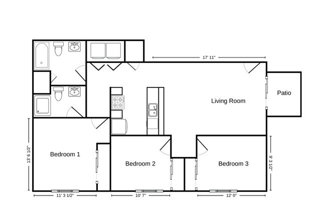 3 beds, 2 baths, 1,092 sqft, $1,595, Unit BS 580-16