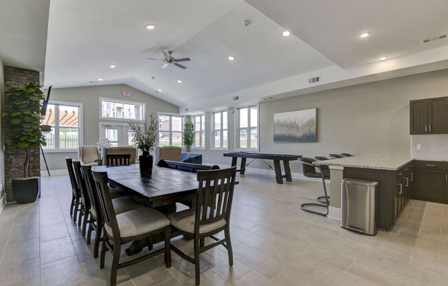 Clubhouse with High Ceiling at Dodson Pointe Apartment Homes, Rogers, AR
