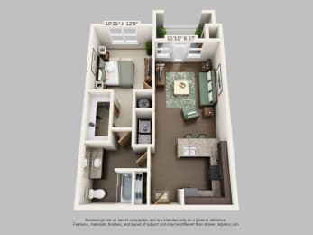 1 bed, 1 bath, 729 sqft, $1,535