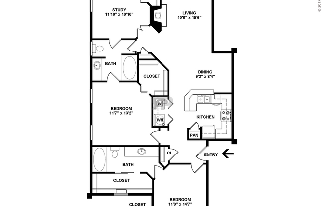 2 beds, 2 baths, 1,257 sqft, $1,850