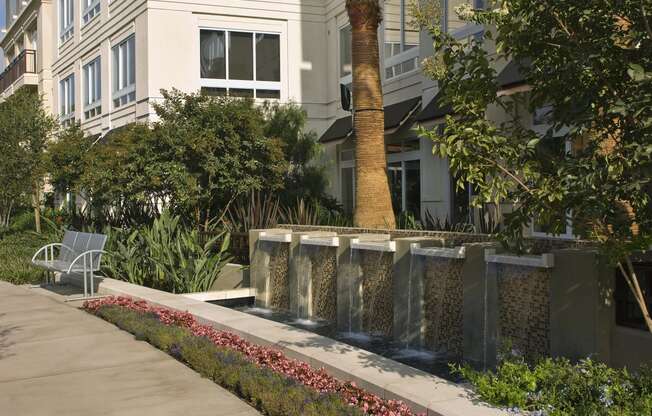 Exterior Fountain at mResidences Miracle Mile, California