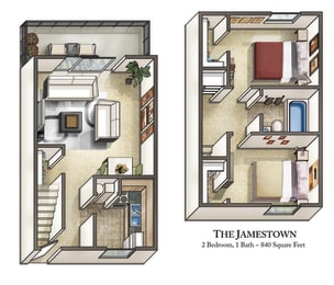 2 beds, 1 bath, 840 sqft, $1,260