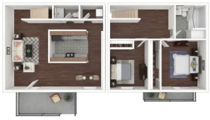 2 beds, 1.5 baths, 1,217 sqft, $1,539