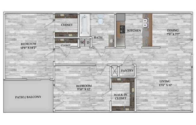 2 beds, 1 bath, 840 sqft, $948, Unit 150