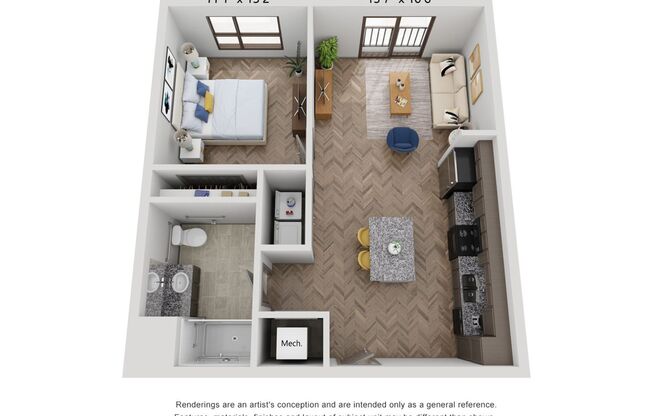 1 bed, 1 bath, 686 sqft, $1,225, Unit 2-207