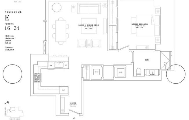 1 bed, 1 bath, 1,033 sqft, $11,250, Unit 30E