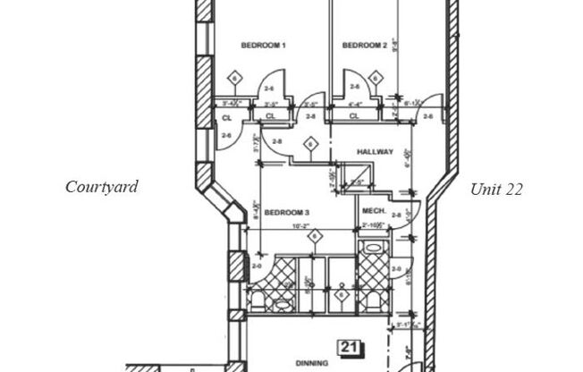 4 beds, 2 baths, 978 sqft, $3,450, Unit 21