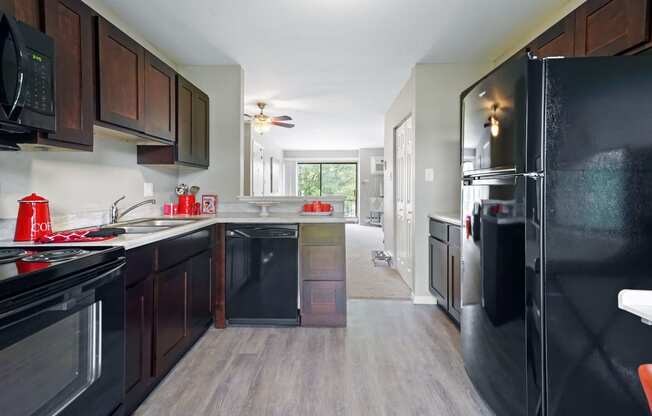 kitchen with plank flooring