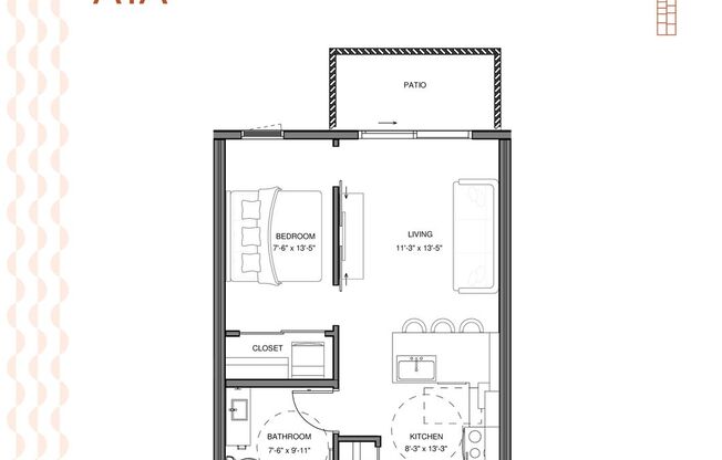 1 bed, 1 bath, 569 sqft, $1,350, Unit 106