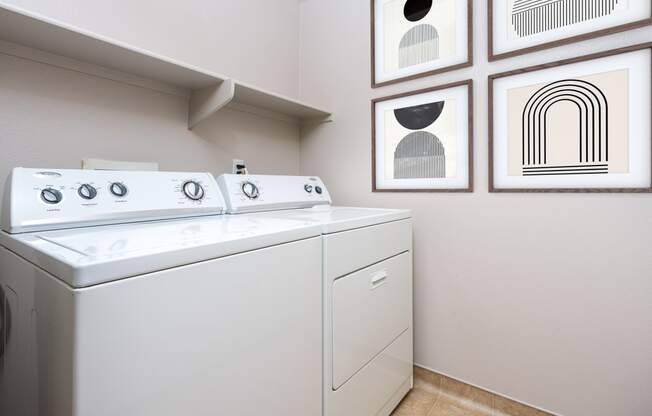 a washer and dryer in a laundry room