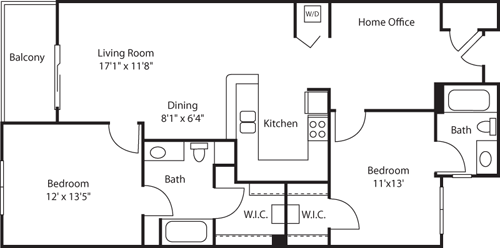 2 beds, 2 baths, 1,125 sqft, $2,894, Unit 325E