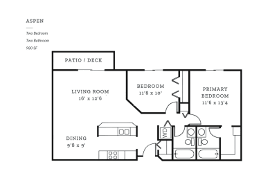 2 beds, 2 baths, 980 sqft, $1,835