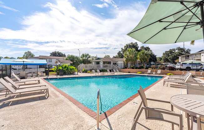 sparkling pool and sundeck at 701 South Apartments in Mobile, AL
