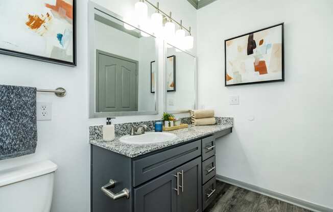 the preserve at ballantyne commons apartments bathroom with sink and mirror