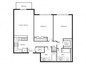 2 beds, 2 baths, 1,070 sqft, $2,855