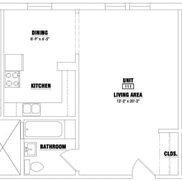 Studio, 1 bath, 446 sqft, $1,075