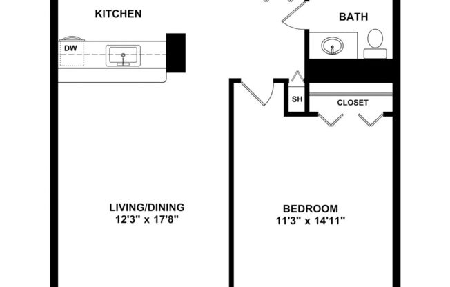 1 bed, 1 bath, 610 sqft, $2,549