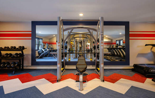 Fitness Center With Modern Equipment at Heritage at the River, Manchester, NH