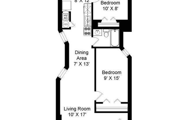 2 beds, 1 bath, 810 sqft, $2,450, Unit 1208WR-G