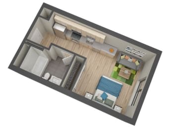 Studio, 1 bath, 425 sqft, $1,130