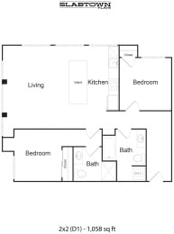 2 beds, 2 baths, 1,058 sqft, $3,000