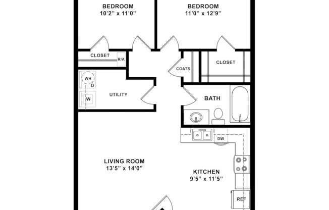 2 beds, 1 bath, 816 sqft, $1,320