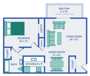 1 bed, 1 bath, 814 sqft, $820