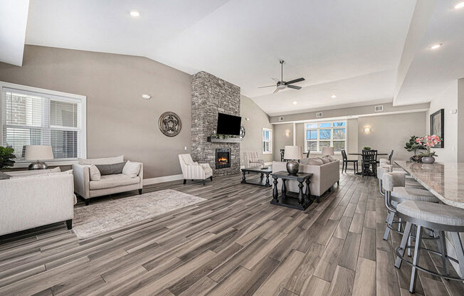 Fireplace Wall in Community Building at Trade Winds Apartment Homes in Elkhorn, NE